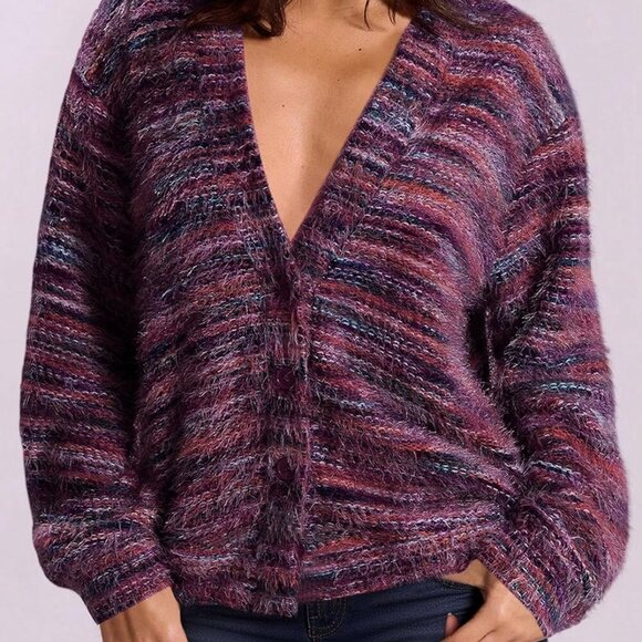 Womens Cardigan Sweaters 2025 Fall Striped Long Sleeve V Neck Button Down Knit F - Picture 2 of 4